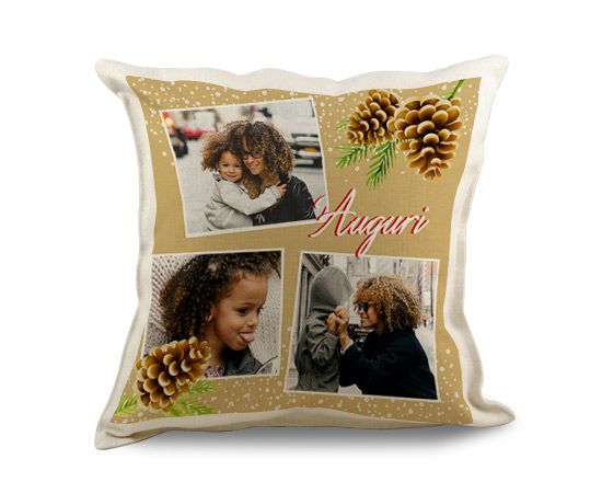 Cuscino quadrato in juta Pigne natalizie