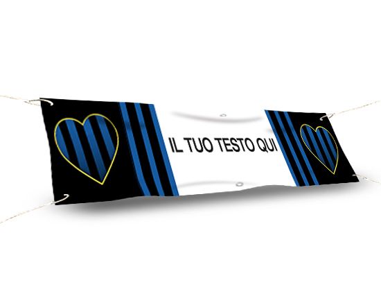 Striscione personalizzato 150x30 Cuore nero azzurro