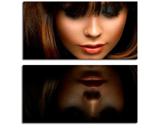 immagine di donna specchiata in verticale
