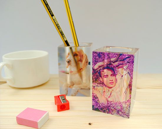 Cristallo Portapenne personalizzato con stampa foto alta qualità