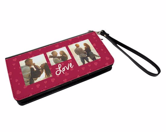 Portafoglio in ecopelle deluxe personalizzato con grafica love e 3 riquadri