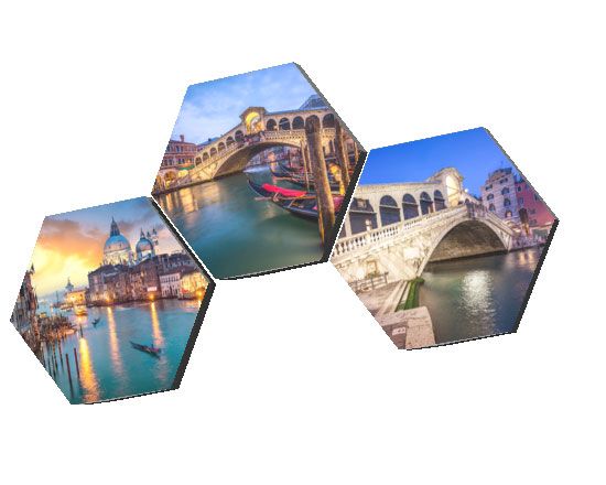 Tre pannelli in kapafix esagonali