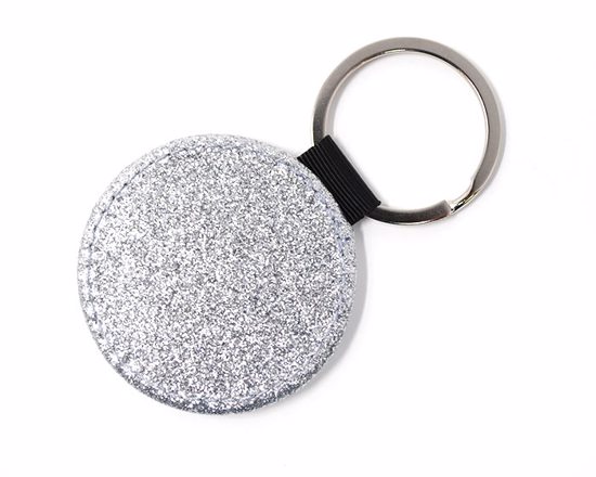 Retro glitter del portachiavi tondo in pelle