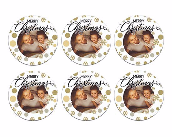 Calamite Rotonde Pois dorati Pack da 6 con foto uguali