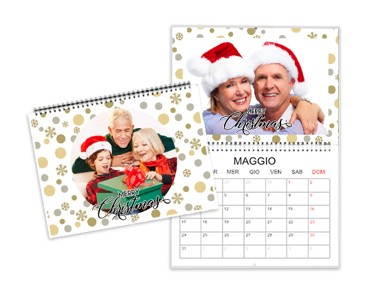 Calendario doppio Merry Christmas pois personalizzabile