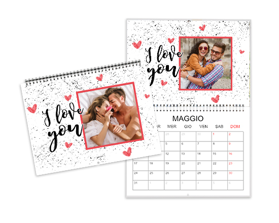 Calendario doppio I love you personalizzabile