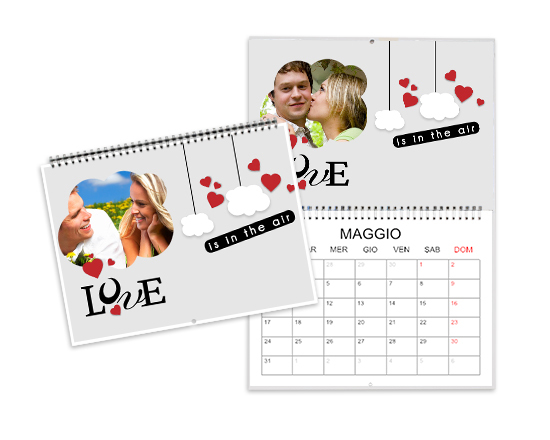 Calendario doppio love nuvolette personalizzabile