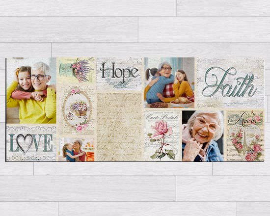 Passatoia personalizzata con grafica Shabby Chic e foto
