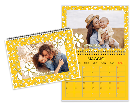 Calendario doppio grafica margherite personalizzabile