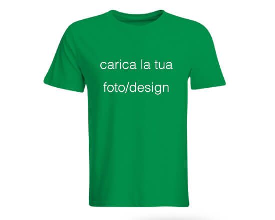 T-shirt in cotone nel color verde personalizzabile con foto o scritta