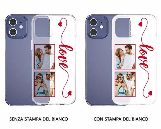 Scegli come stampare la cover, se con o senza stampa del bianco