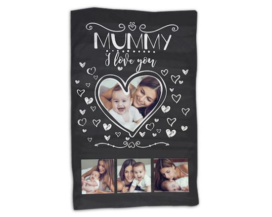 Coperta in pile con grafica con cuori