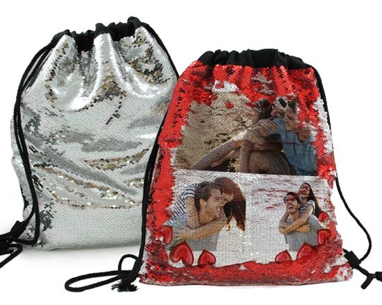 sacca con paillettes argentate o rosse