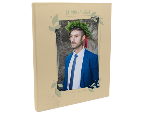 Fotoalbum 24x30 grafica la mia laurea con cornice foglie
