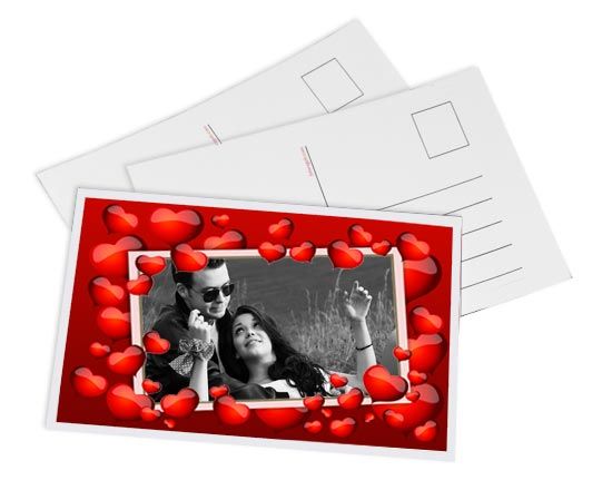 Grafica hearts su cartolina con foto