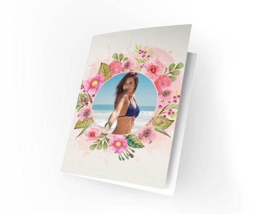 Card con cornice di fiori stilizzata