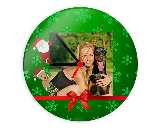 Babbo con renna su orologio in vetro