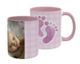 Tazza con impronte nel colore rosa