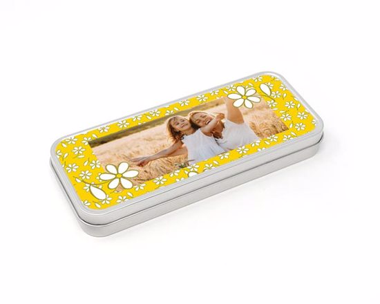 Scatola di latta piccola margherite