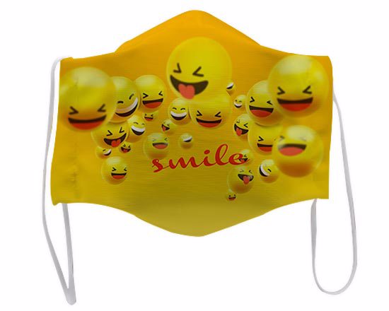 Mascherina viso personalizzata, con grafica smile