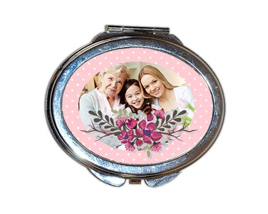 Specchietto ovale da borsetta Rose pois