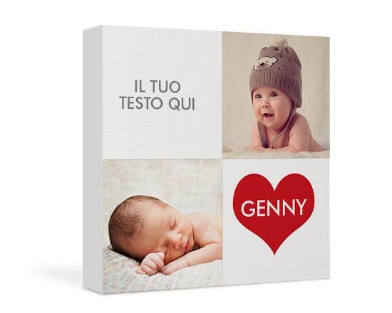 Tela collage quadrata con due riquadri da personalizzare