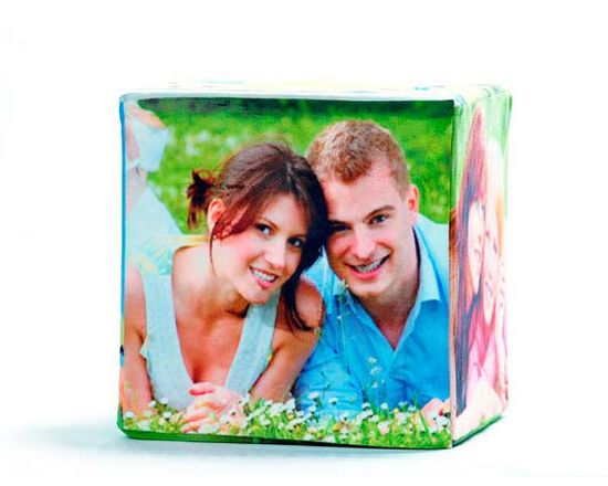 Fotocubo in tessuto scamosciato personalizzabile con foto