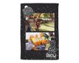 Coperta con grafica collage e pupazzo di neve