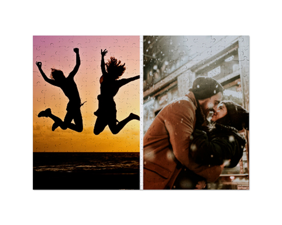 Puzzle formato A3 personalizzato con collage di foto 2 riquadri