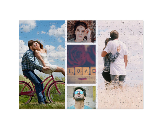 Puzzle formato A3 personalizzato con collage di foto 5 riquadri