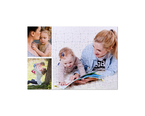 Puzzle formato A4 con collage 3 riquadri e foto di famiglia