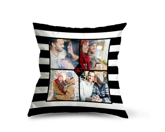 Cuscino in pile con 4 riquadri collage