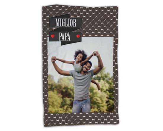 Plaid con foto con baffi e scritta