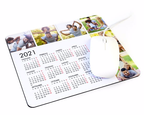Mousepad con grafica con 6 riquadri e calendario