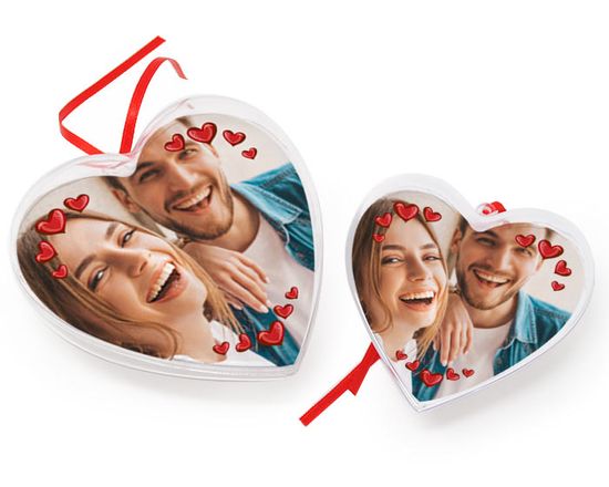 palline di natale con cornice di cuori - disponibili grandi o piccole