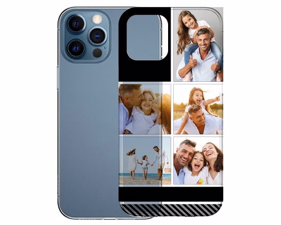Stampa un collage di foto sulla cover in silicone trasparente per iPhone 12 Pro