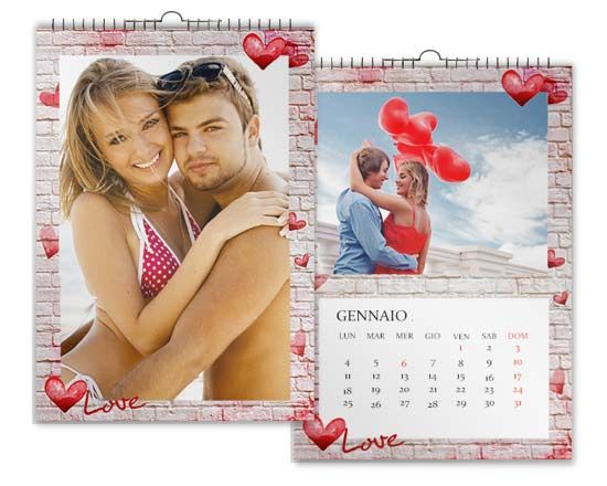 calendario multipagina A4 con grafica per S. Valentino