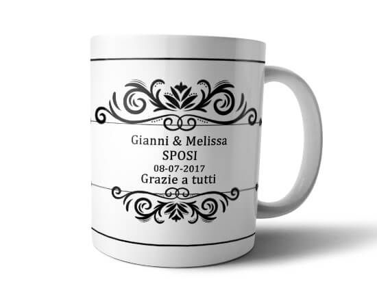 Tazza con decorazione in nero stilizzata