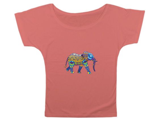 T-shirt donna scollo largo corallo