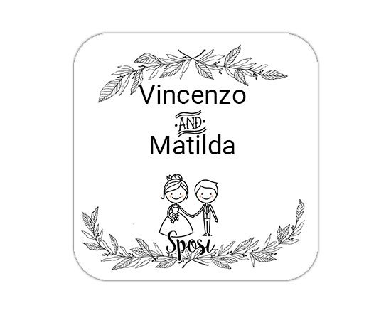 Calamita quadrata con piccoli sposi