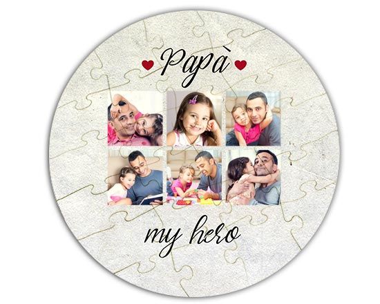 Puzzle legno rotondo Dad hero