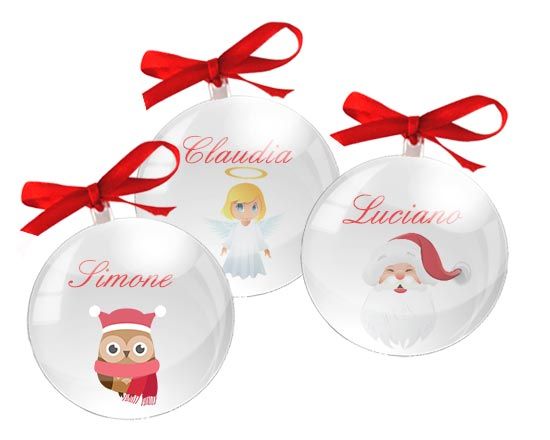 palle di natale segnaposto con nomi e clipart