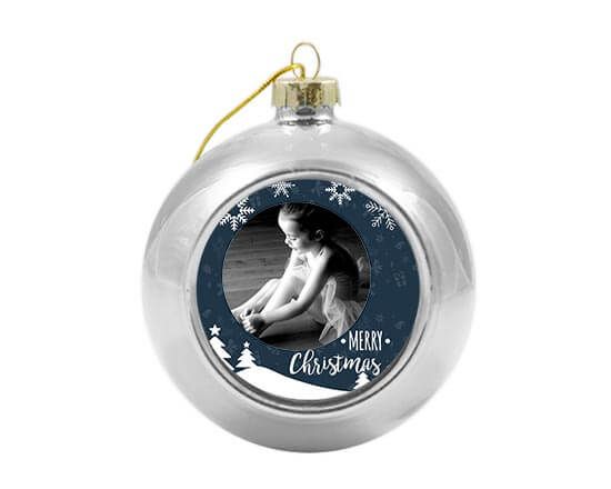 Pallina di natale con grafica blu