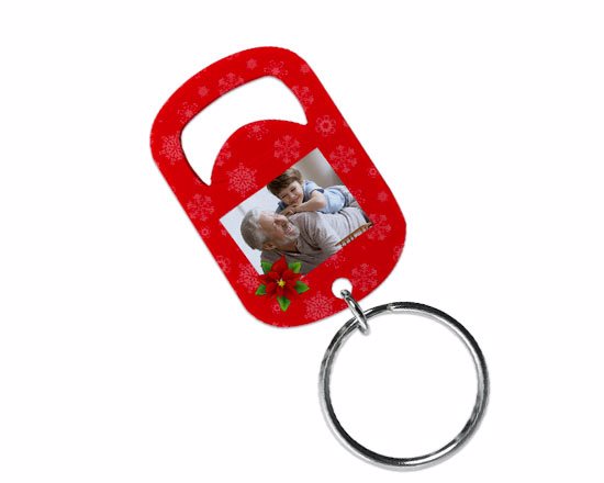 Apribottiglie small con grafica stella di Natale da personalizzare con foto