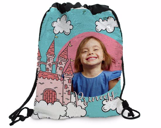 Personalizza la sacca con le paillettes con questa grafica ed una foto