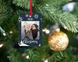 Targhetta Rettangolare in Feltro Blu Natale