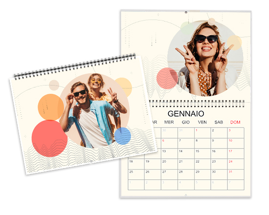 Calendario doppio cerchi colorati personalizzabile