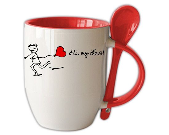 Tazza con cucchiaino con omino che corre