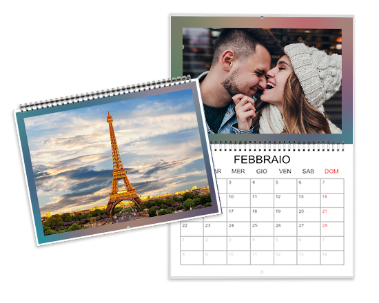 Calendario doppio cornice colorata personalizzabile