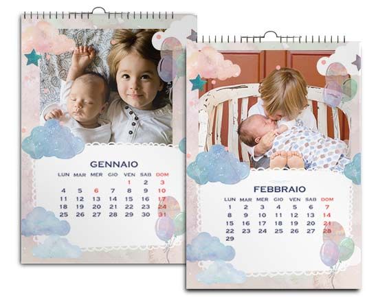 Calendario Multipagina A4 Nuvole